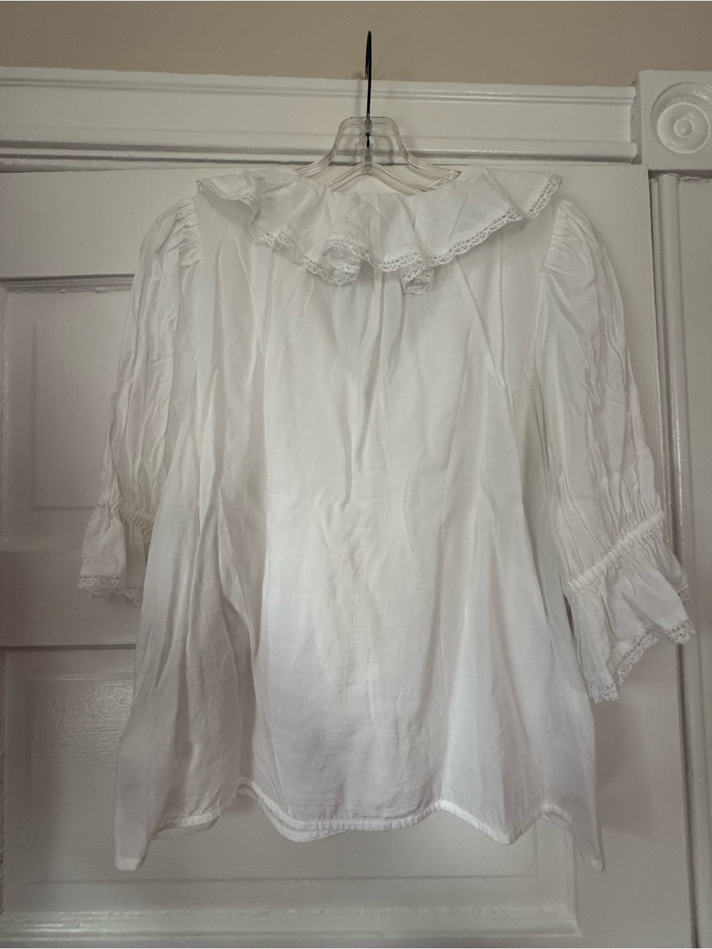 Madewell White Ruffle-Front V-Neck Blouse - Picture 3 of 4